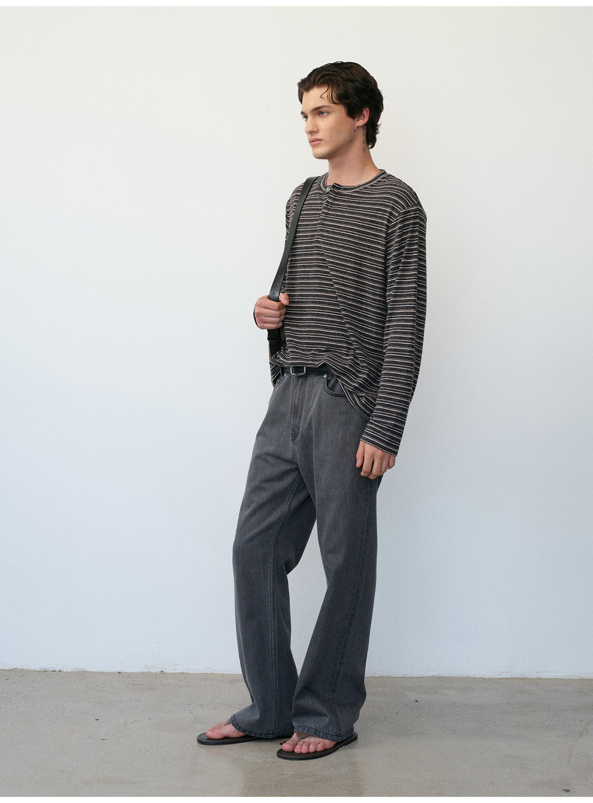 Striped Henley-Neck T-Shirt