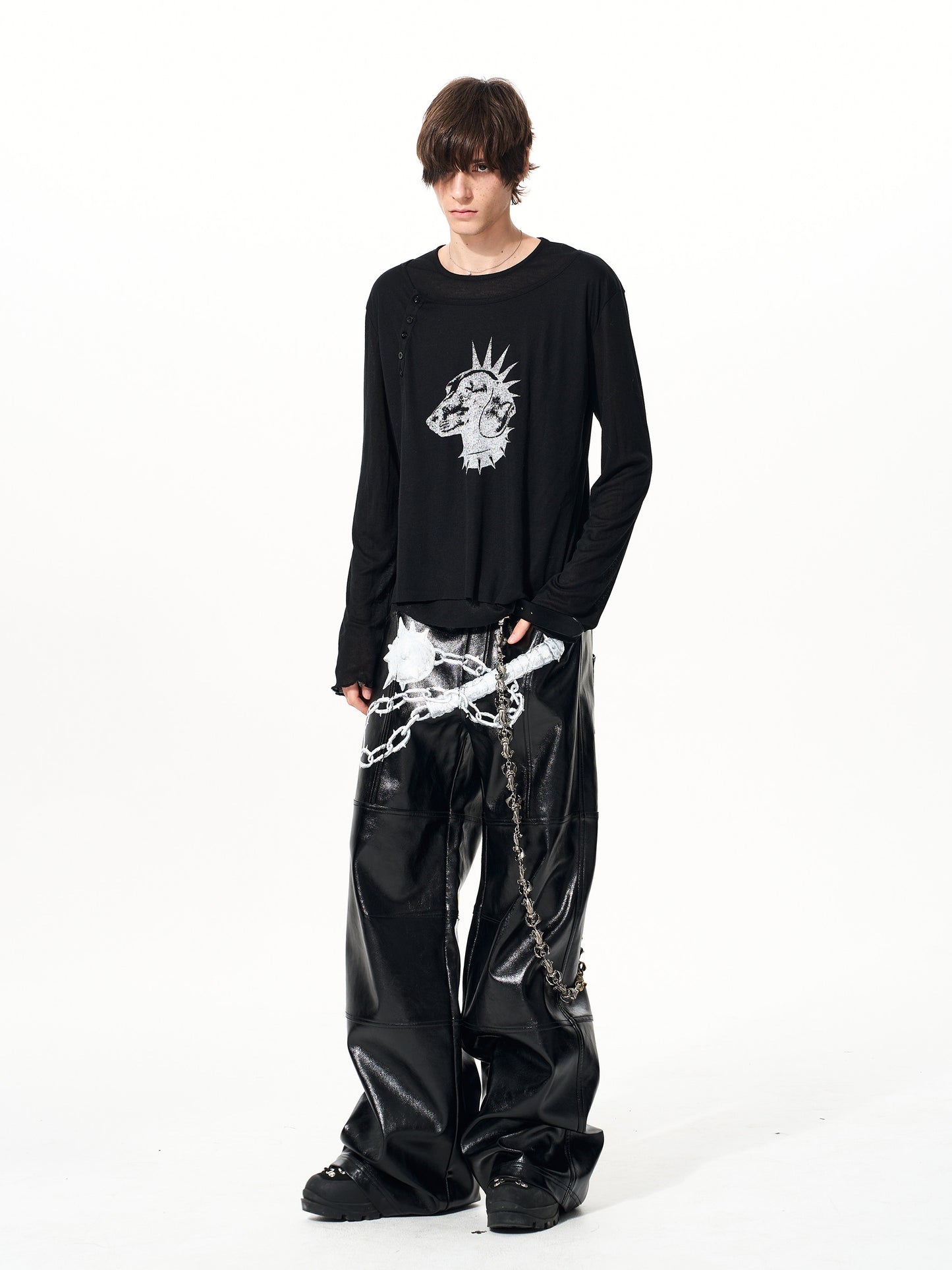 Printed Fake Two-Piece T-Shirt