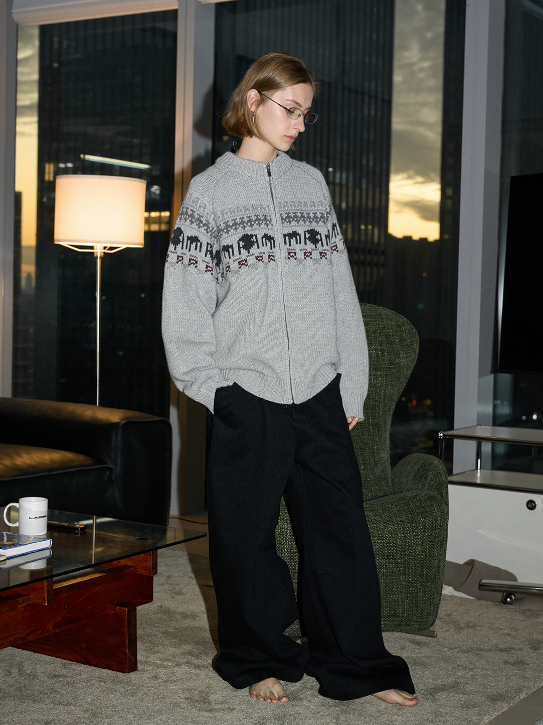 Loose Zip-Up Cardigan