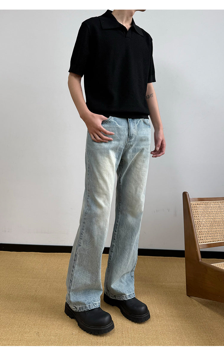 Raw denim casual flare jeans