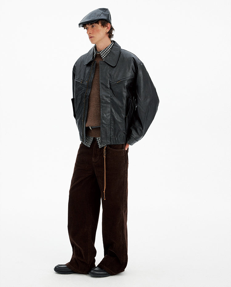 Cool Lapel Design PU Leather Jacket