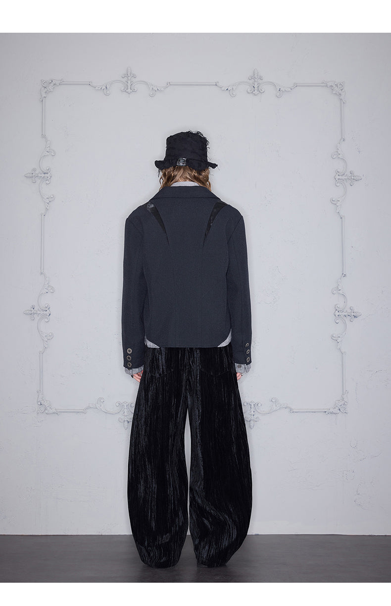 Pleated Velvet Casual Pants