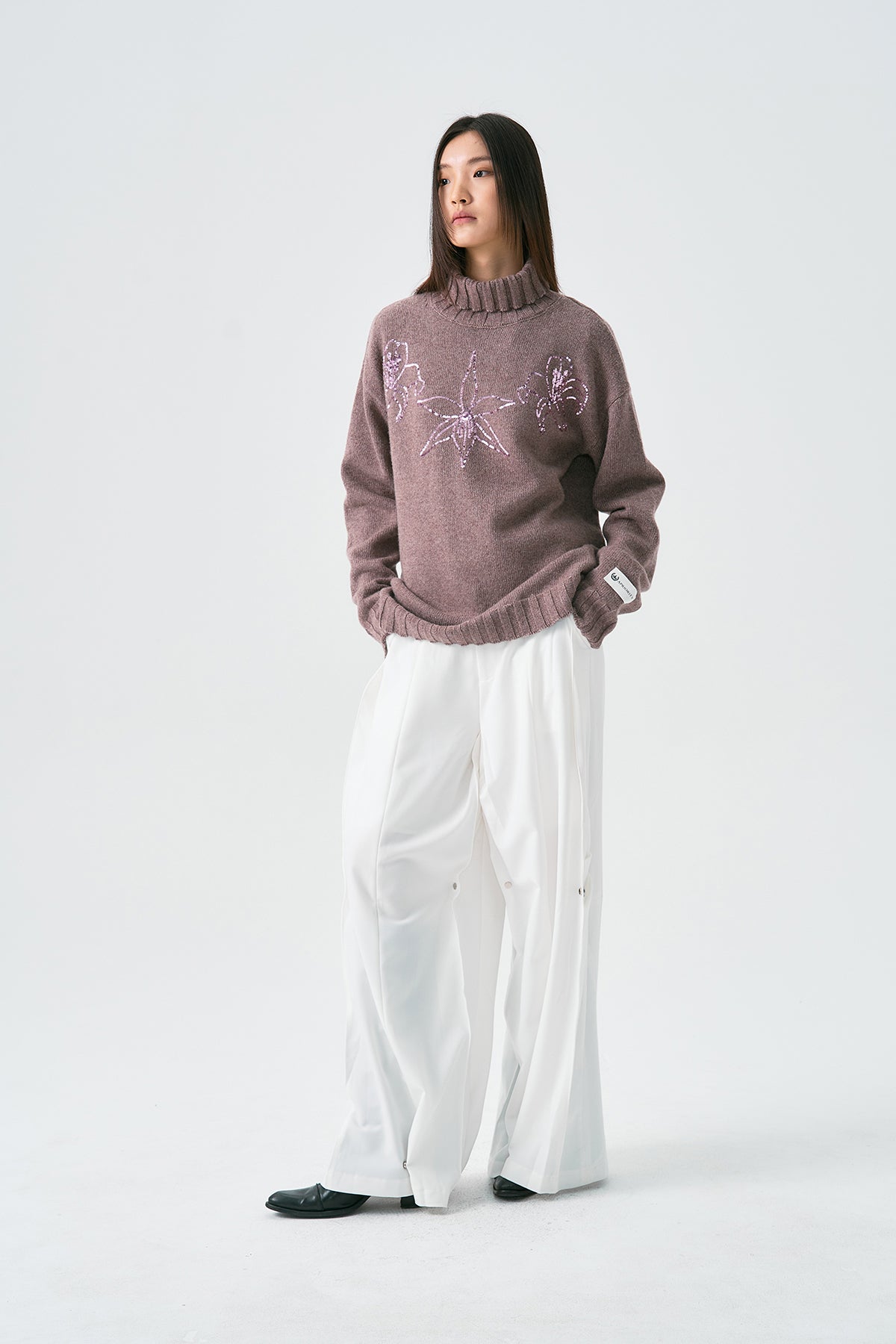 Embroidered Turtleneck Sweater