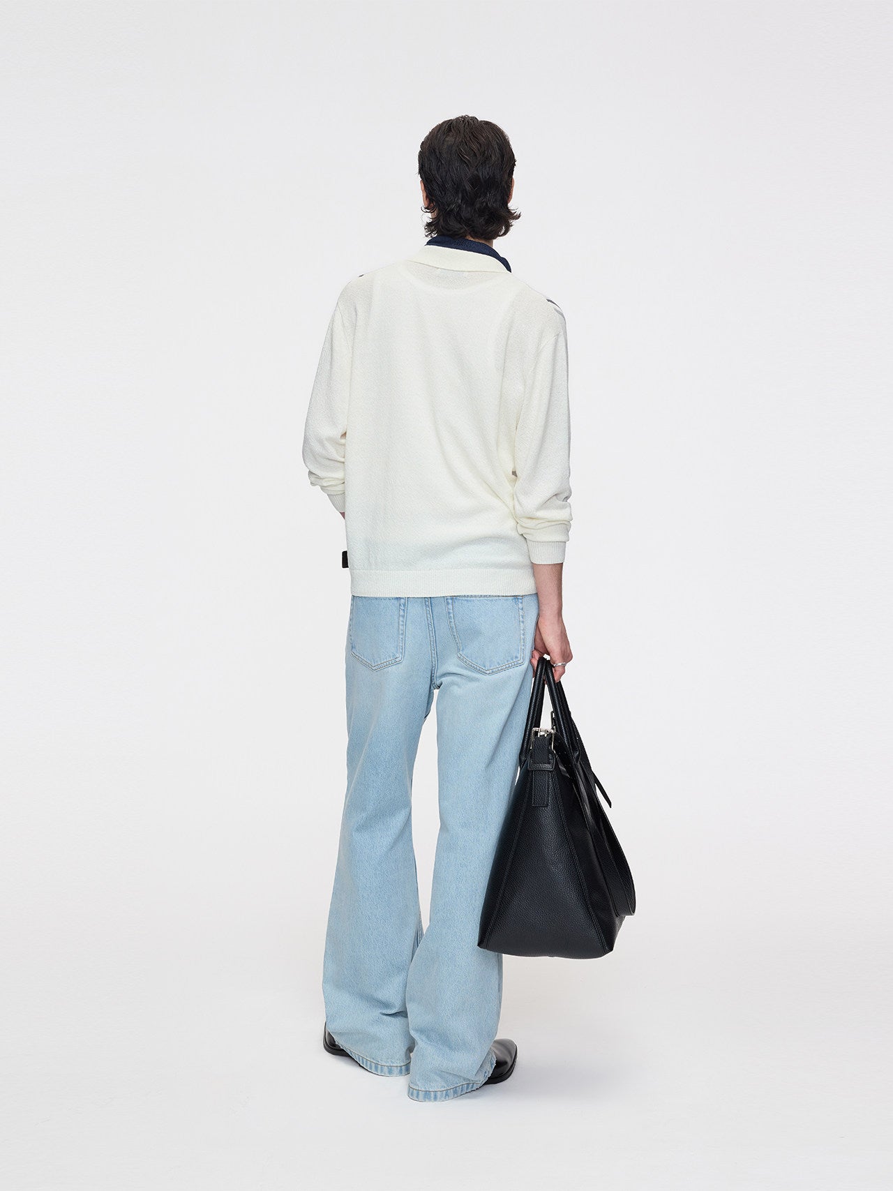 Zipper-Collar Knit Cardigan