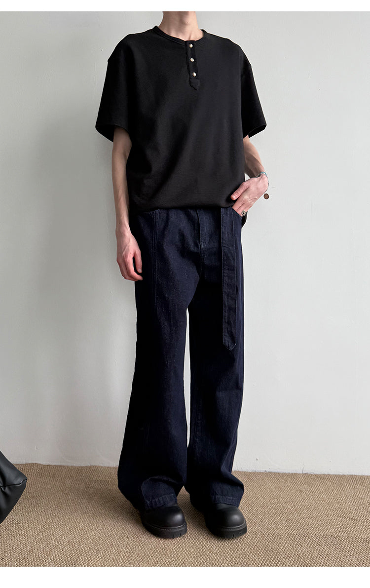 Washed A-line casual pants