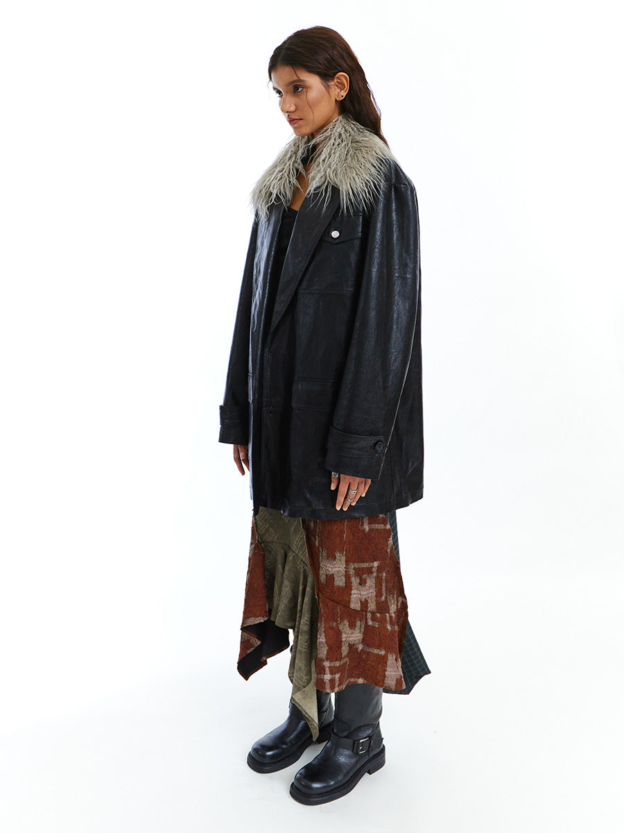 Padded leather jacket