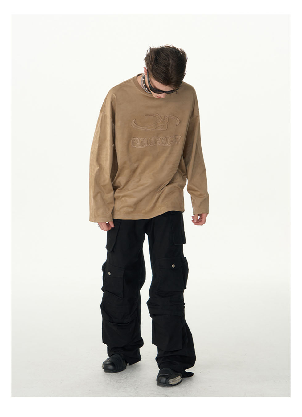 Round Neck Suede Long Sleeve T-Shirt