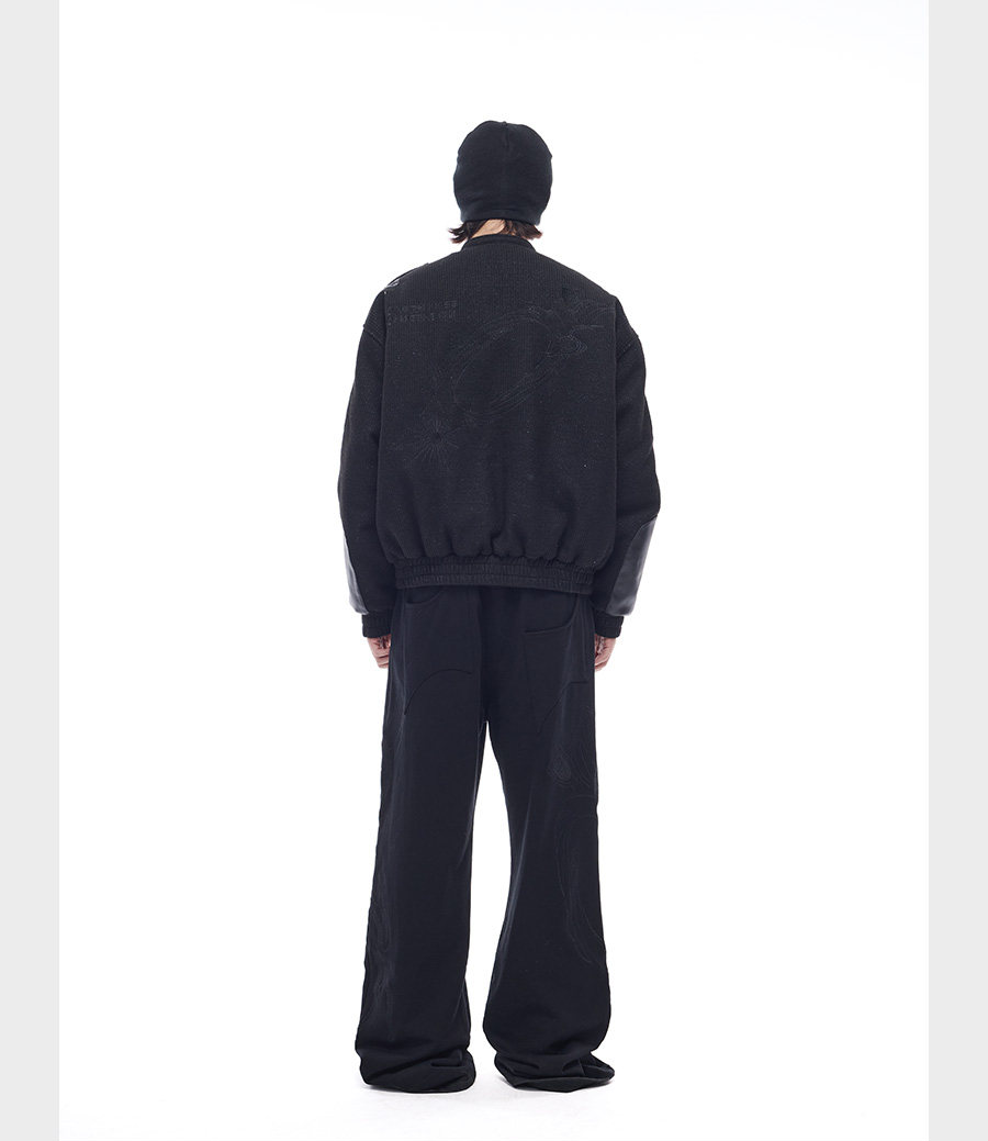 Patchwork Leather Bomber Jacket