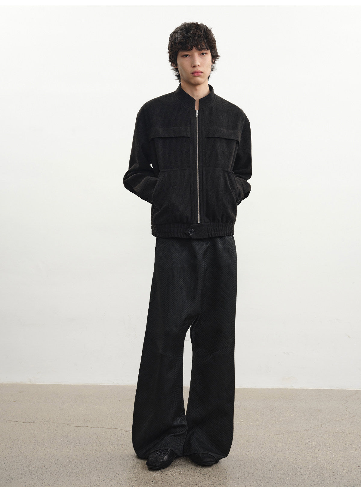 Stand Collar Wool Jacket