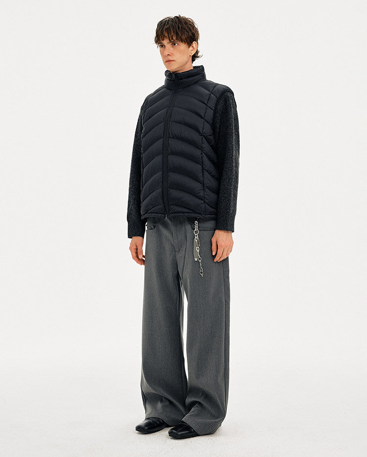 Simple Rib Collar Down Vest