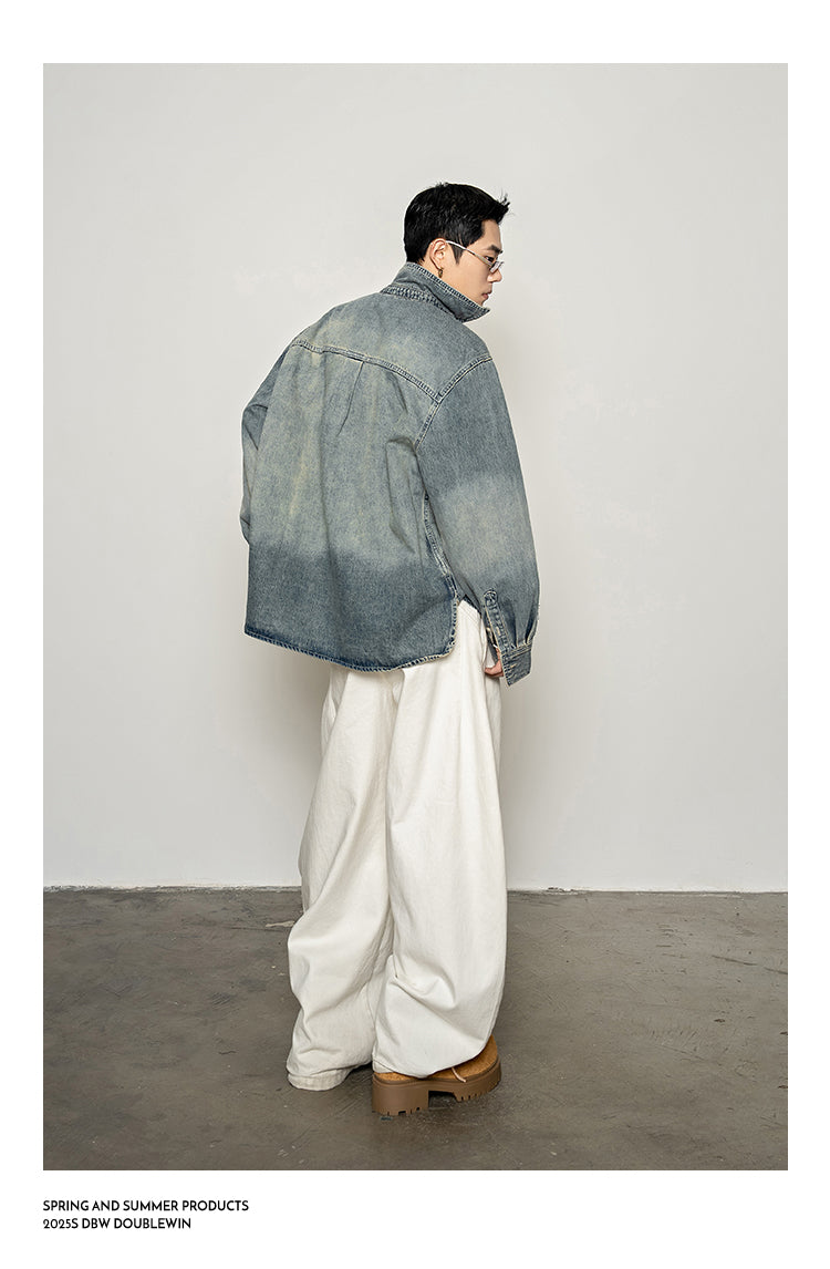 Distressed Wash Denim Shirt