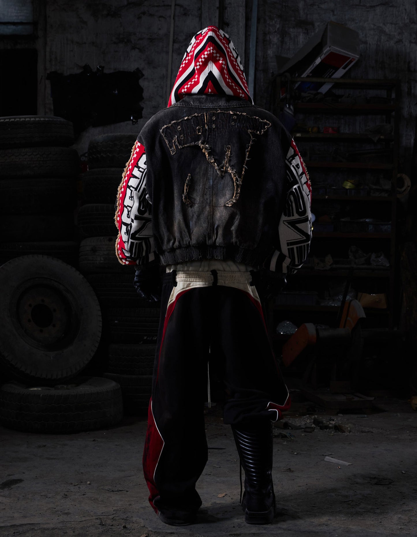 Distressed Racing Denim Jacket