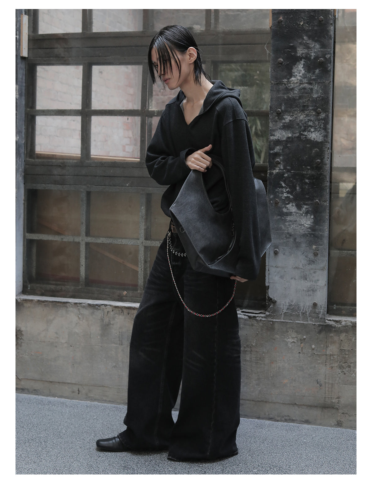 Damaged leather handbag