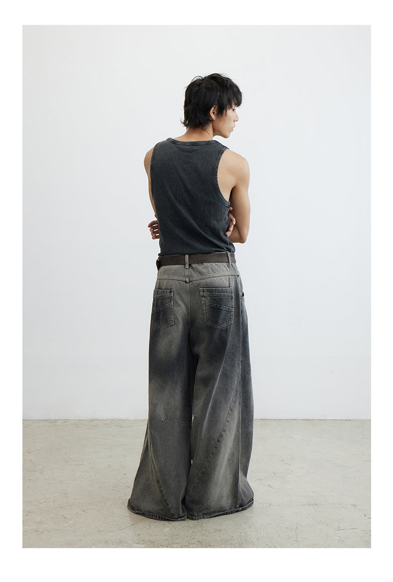 Cross-washed Damaged Jeans