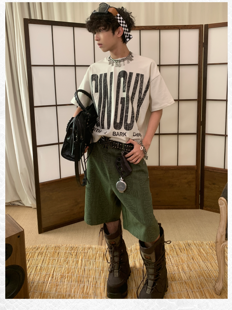 Rock Print Loose Short-Sleeved T-Shirt