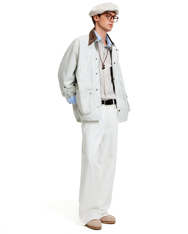 Patchwork Corduroy Collar Jacket