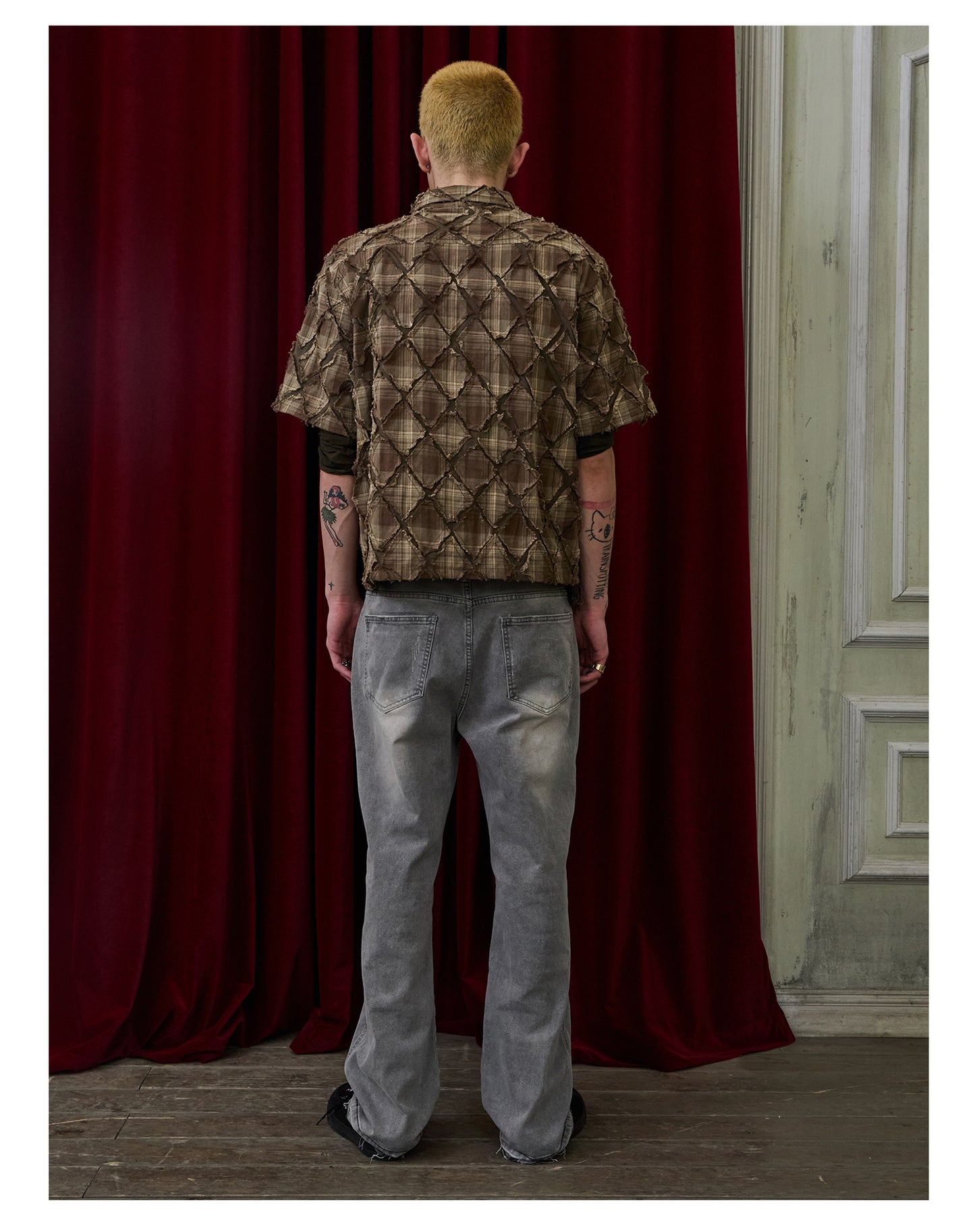 Hand-cut plaid shirt