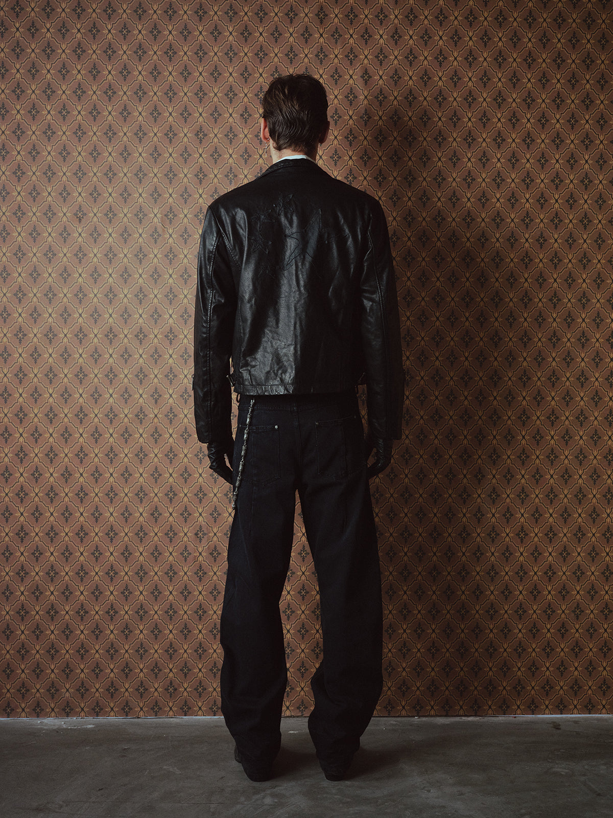 Zipper-Front Washed Leather Jacket