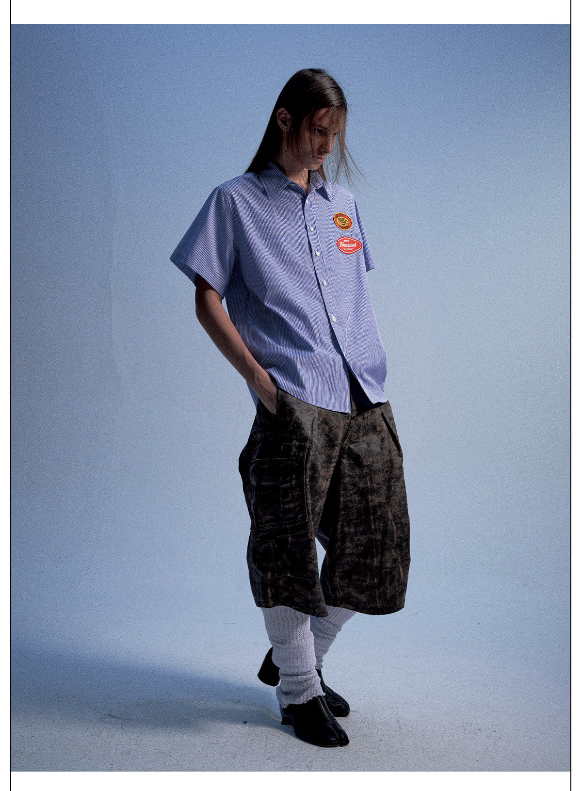 Striped Shirt with Embroidered Emblem