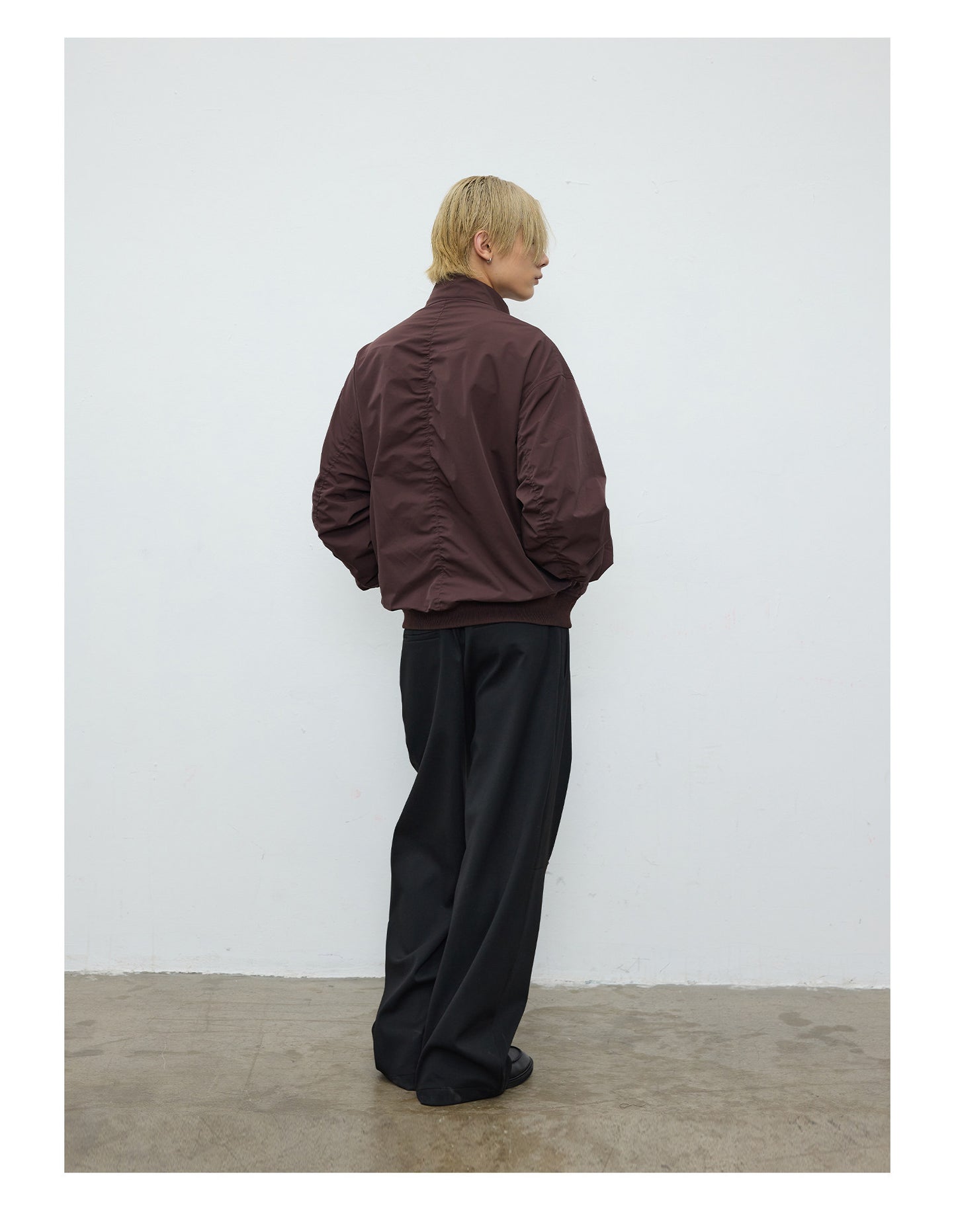 Stand Collar Pleated Casual Jacket