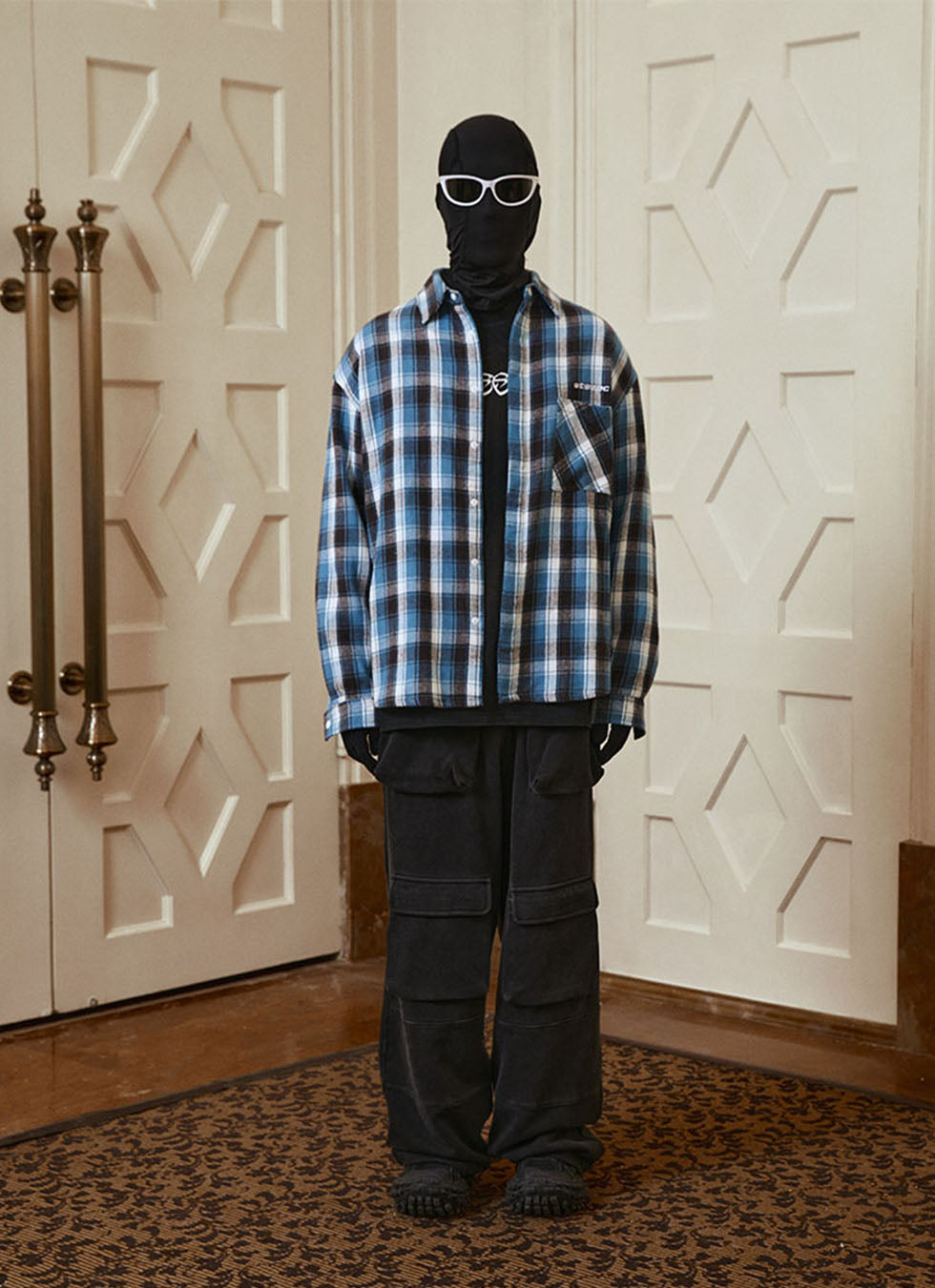 Unisex Embroidered Check Shirt