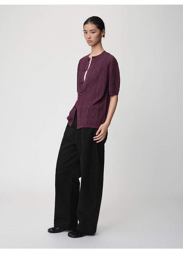 Curved Straight-Leg Casual Pants