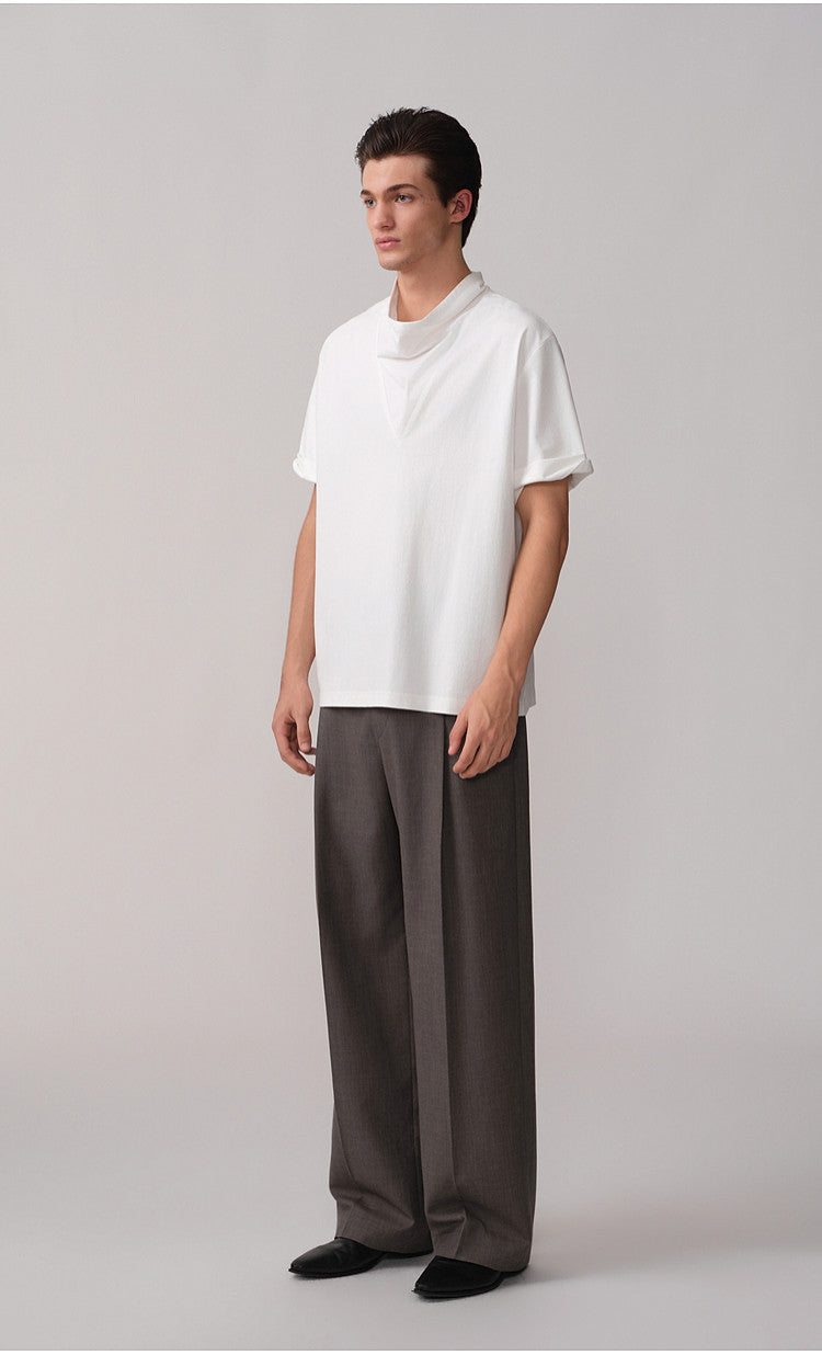 Pleated Oak Waist Casual Pants