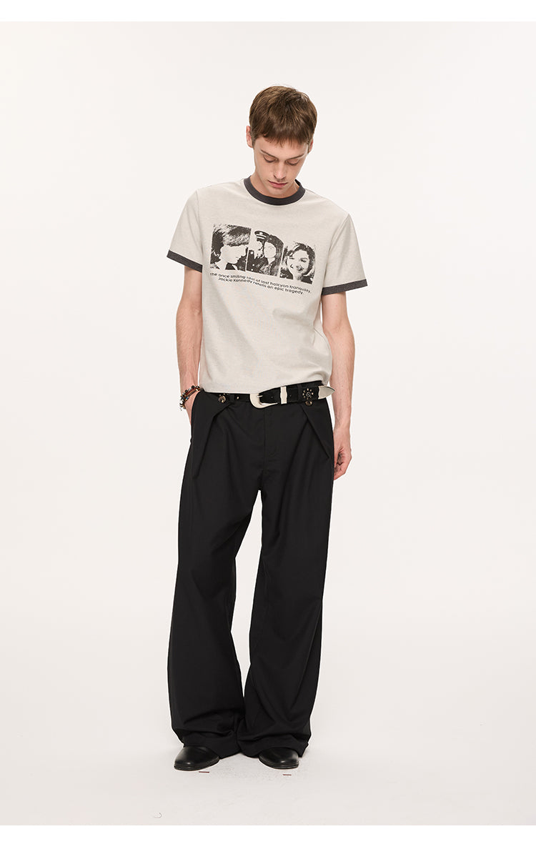 Contrast color shoulder T-shirt