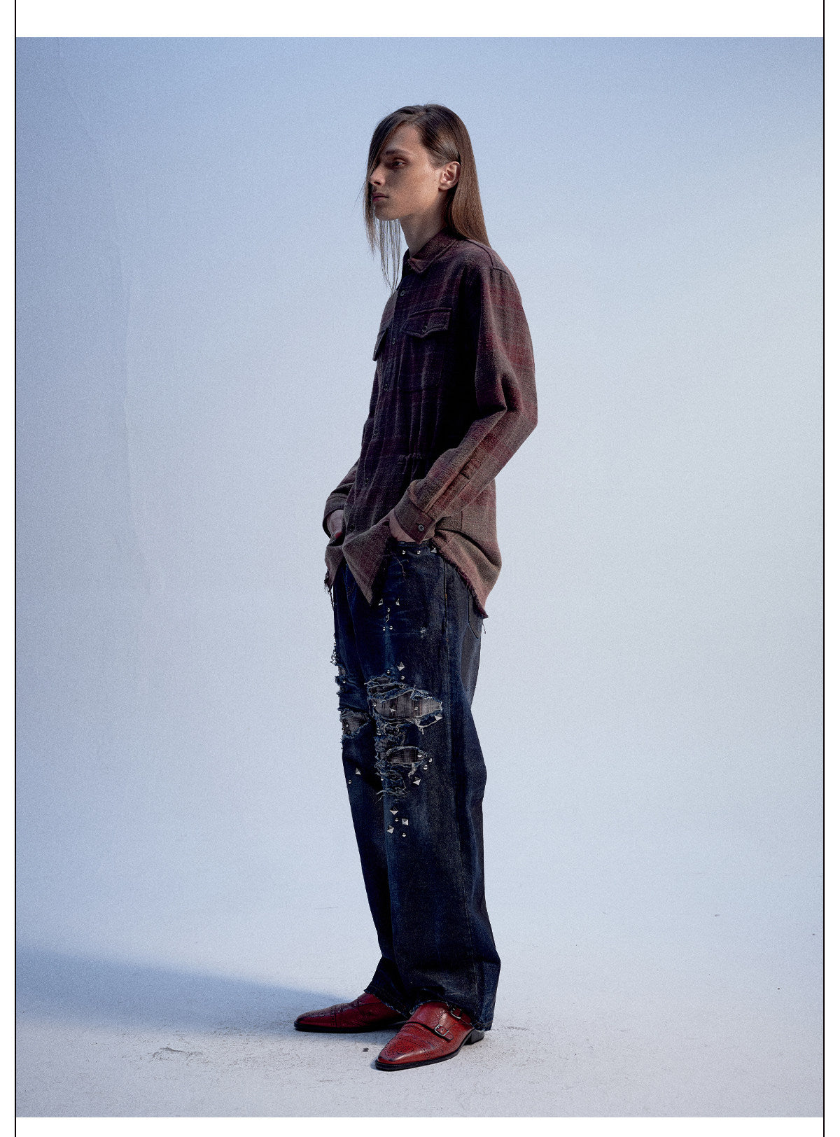 Vintage-Style Rivet-Accent Jeans