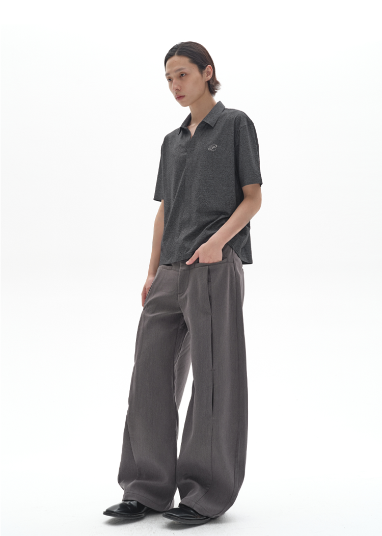 Pleated Scimitar Suit Pants