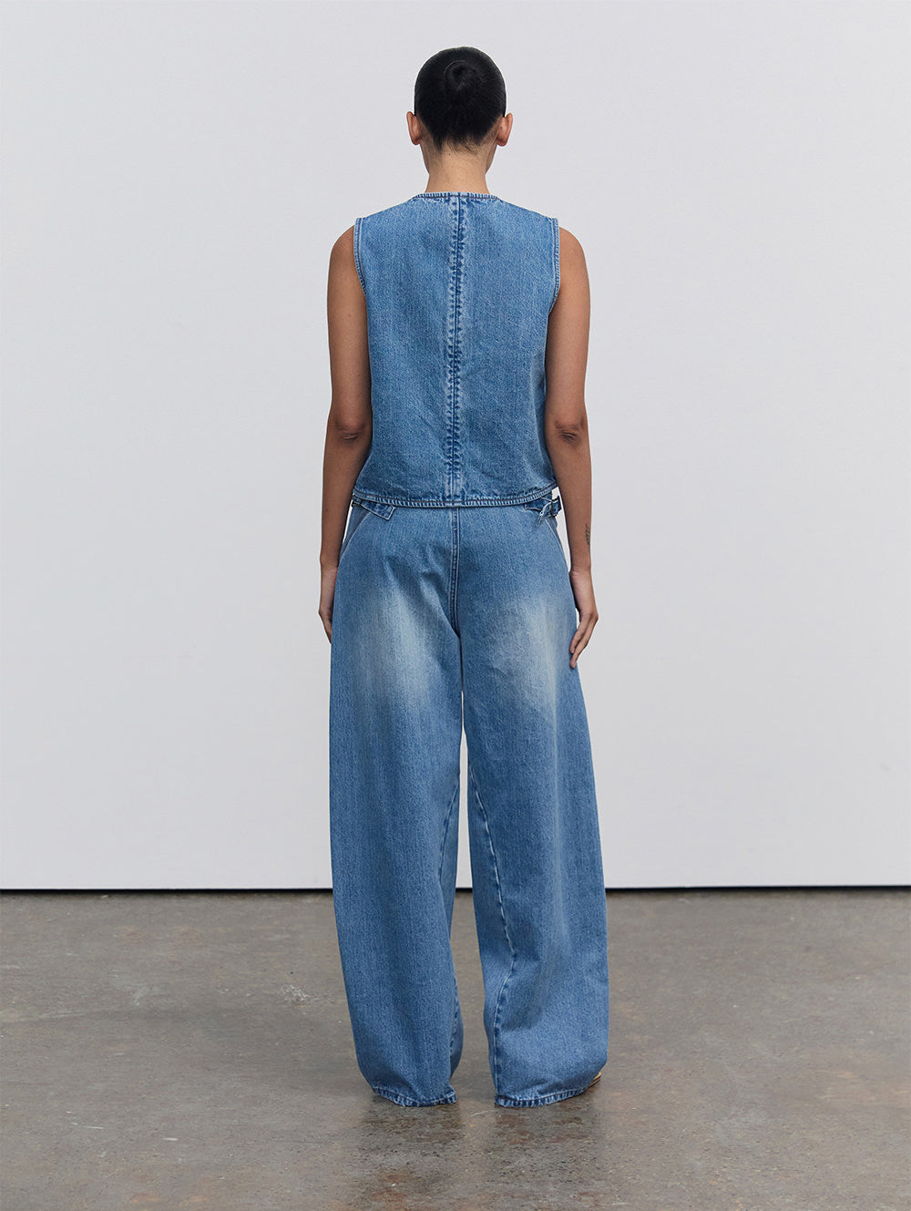 Patchwork Single-Button Denim Vest