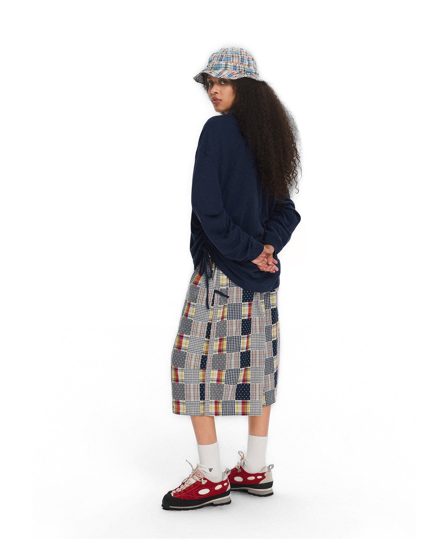 Patchwork Check Pattern Casual Shorts