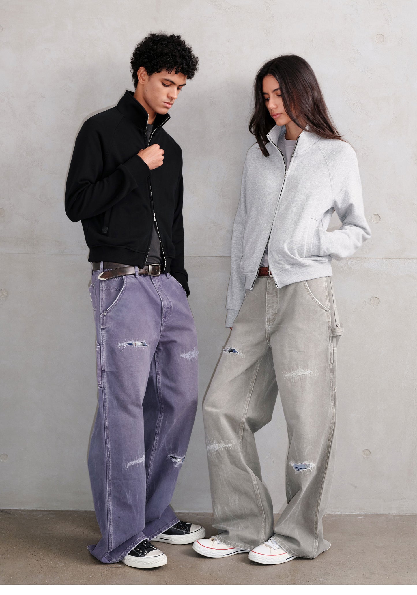Patchwork Distressed Embroidery Remade Work Pants