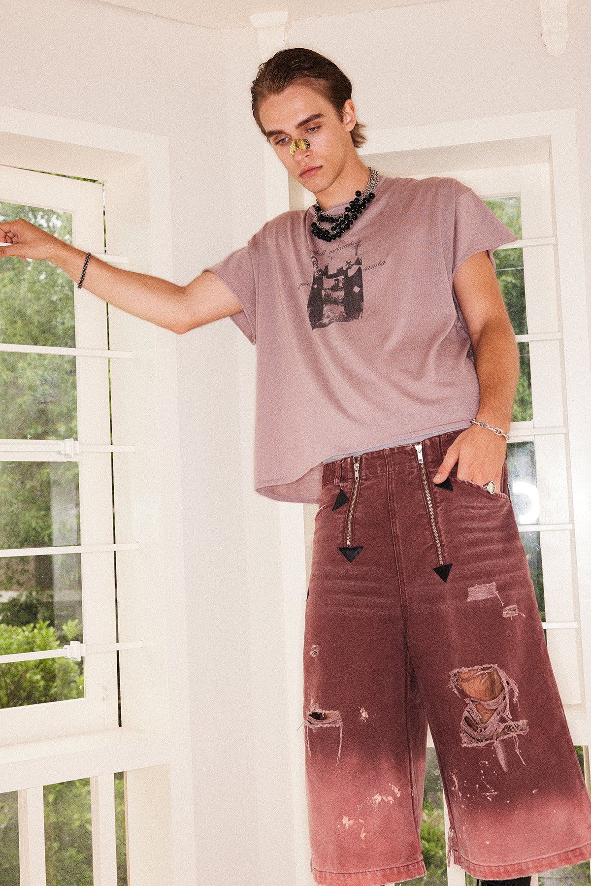 Washed cropped shorts