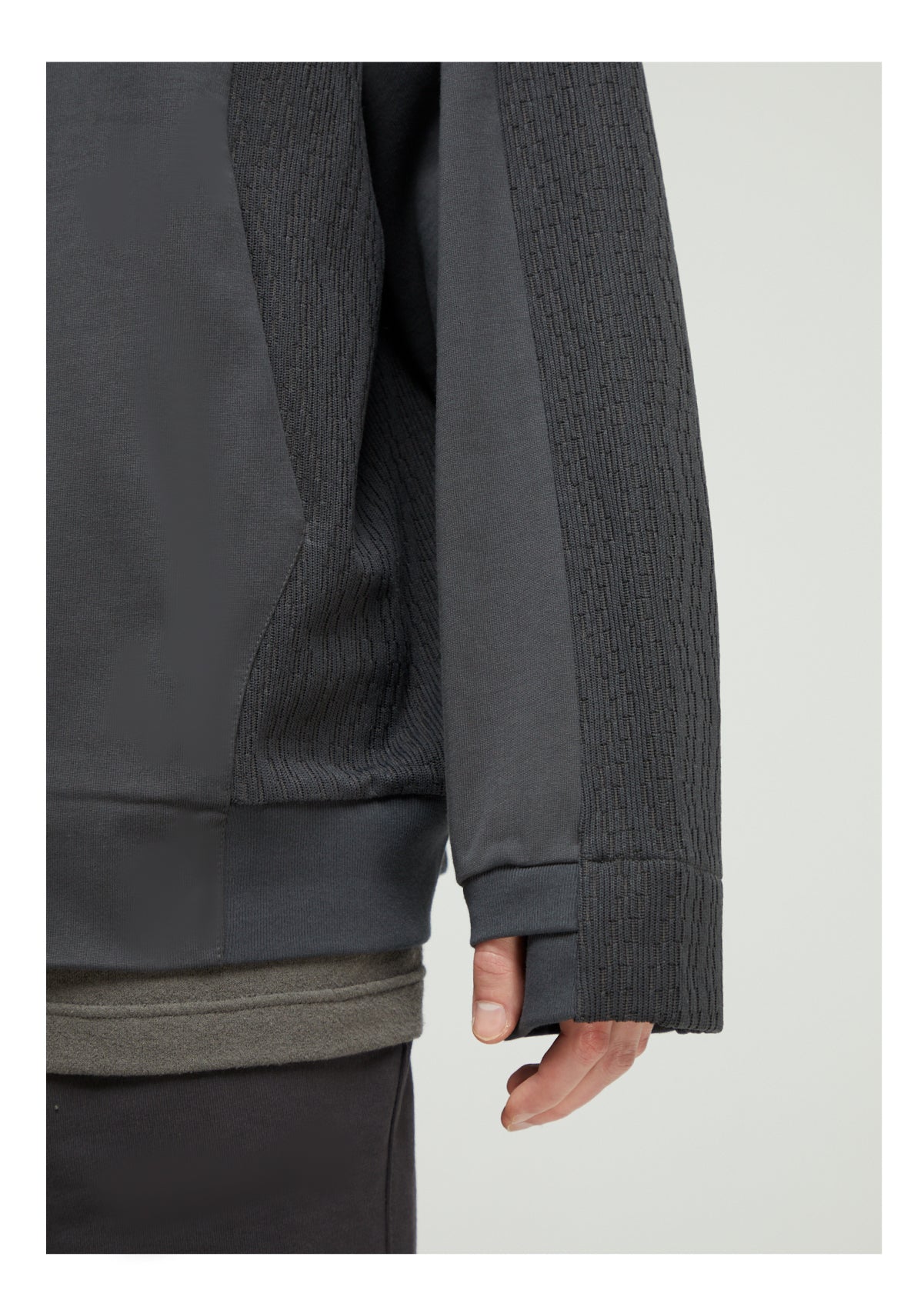 Knit fabric seamed sweatshirt