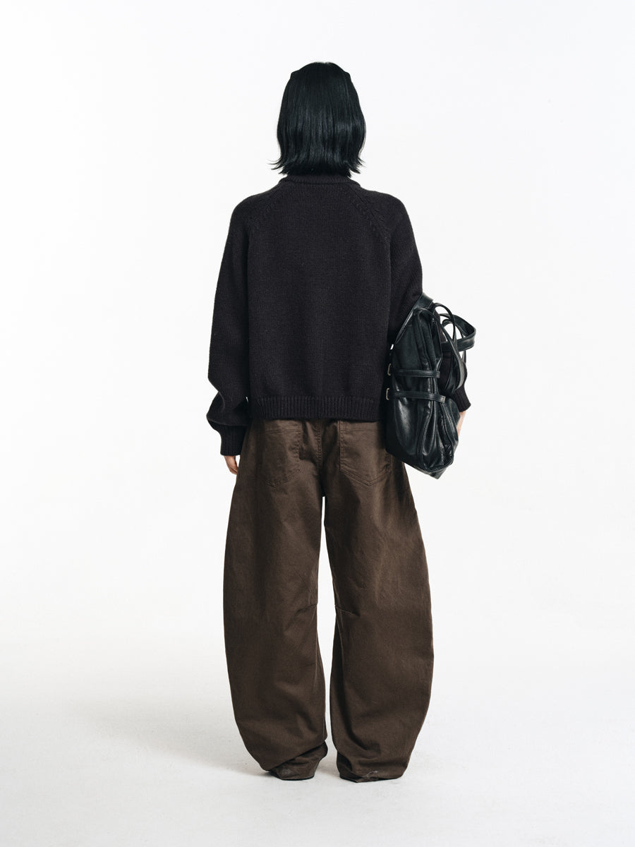 Merino wool blend zipper cardigan