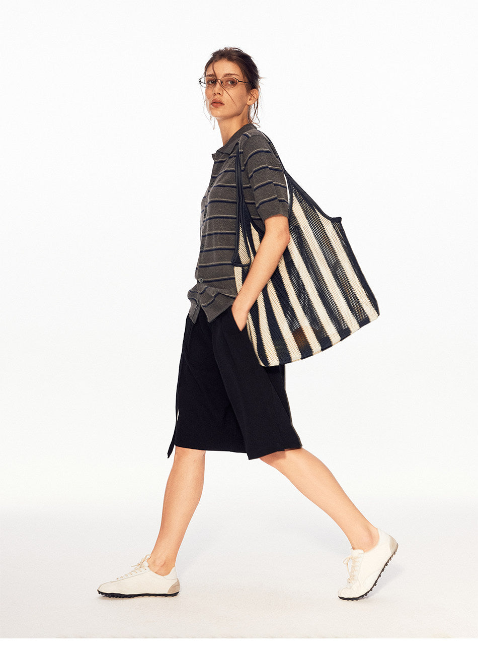 Striped Lyocell Knit Cardigan