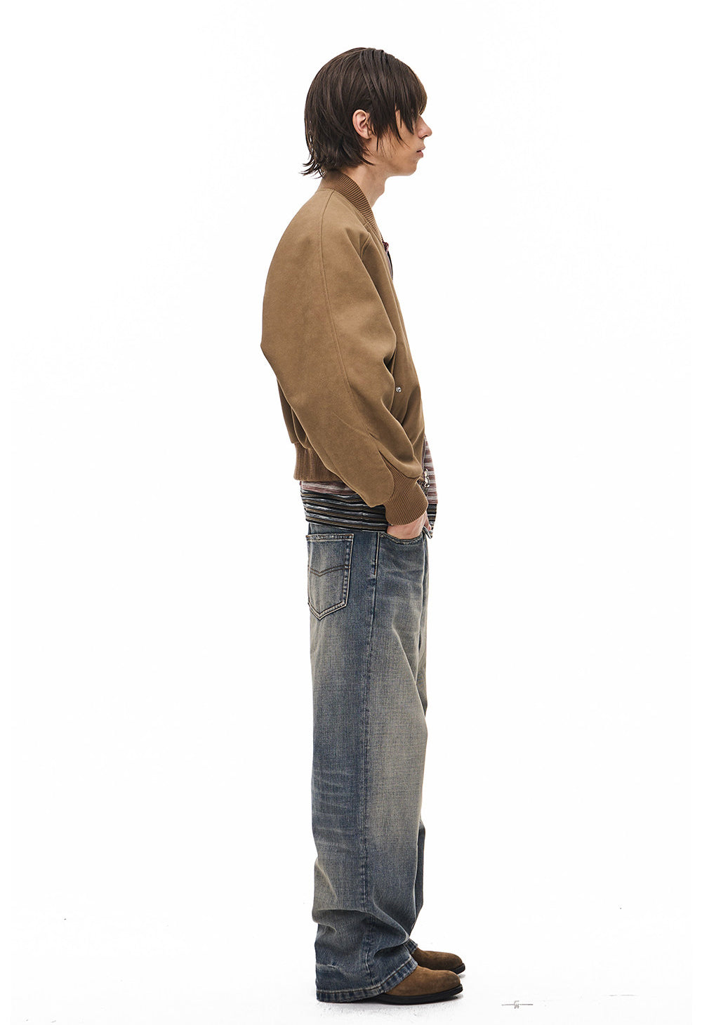 Suede Check Pattern Reversible Flight Jacket