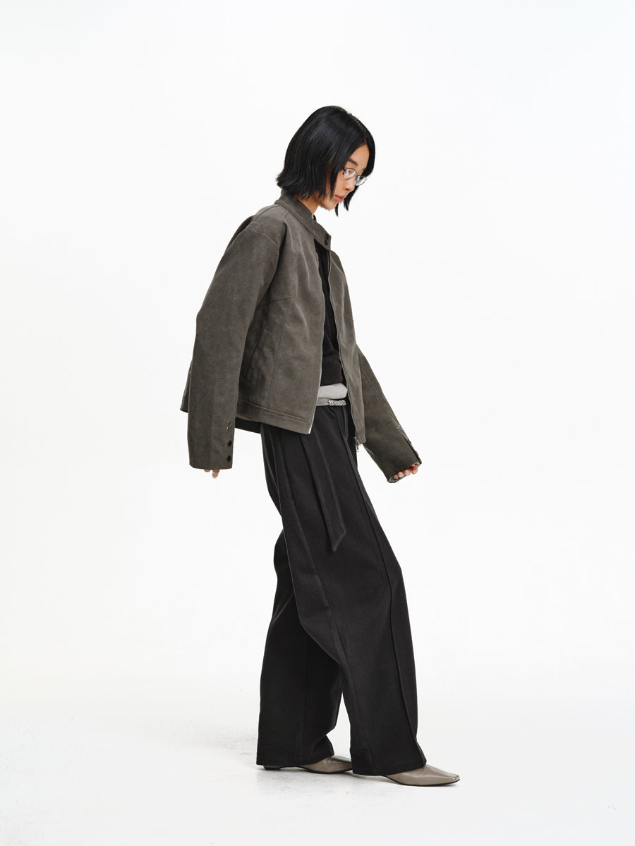 Blended Wool Straight Leg Pants