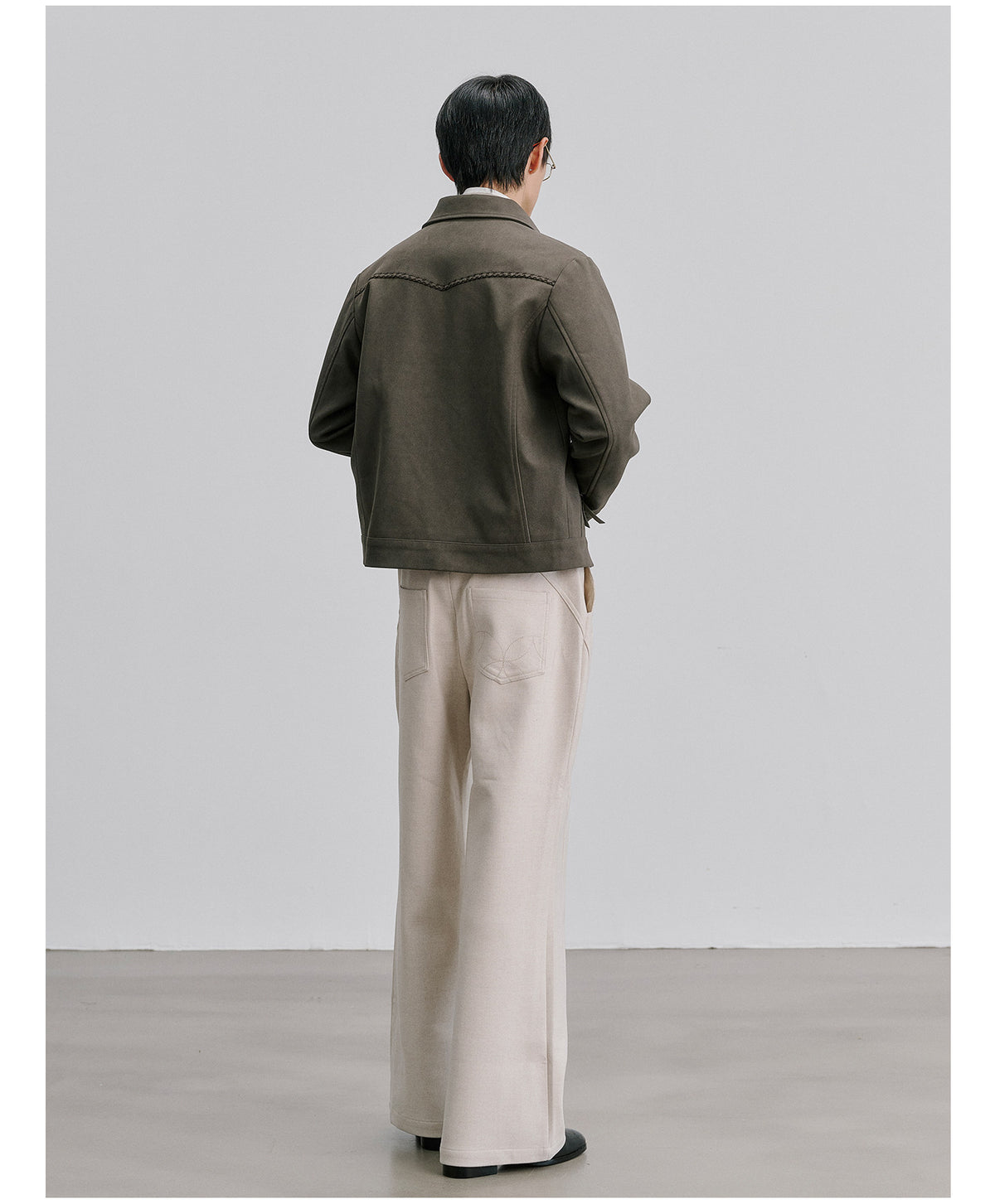 Harrington Jacket with Star-Patterned Suede Embroidery