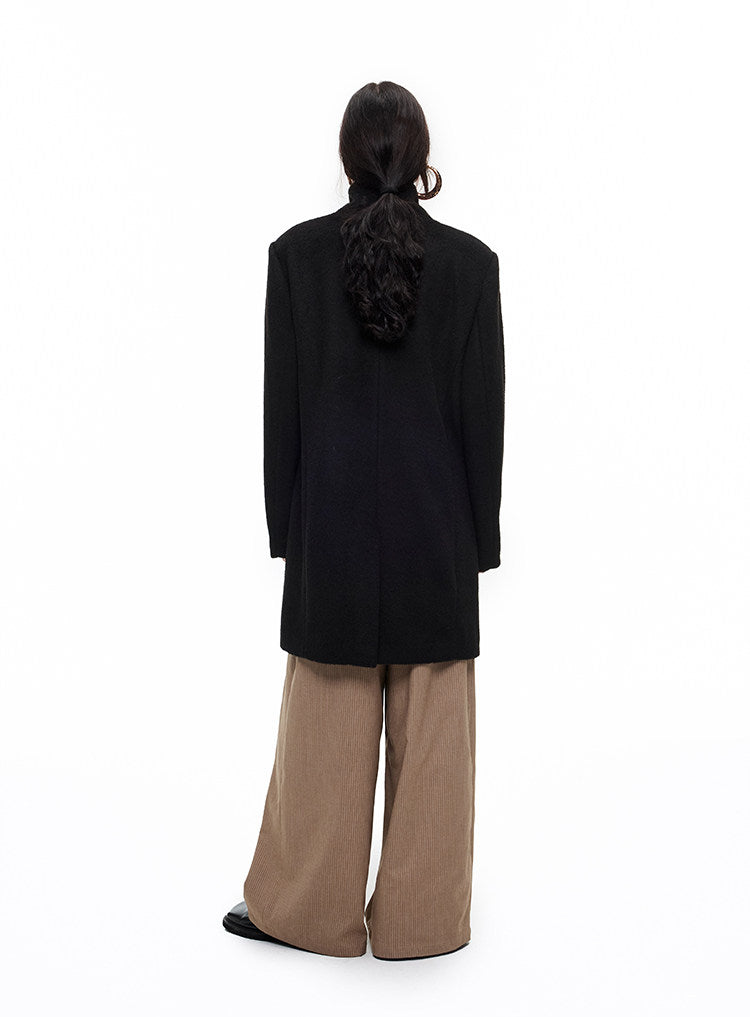 Wool Coat with Diagonal Placket