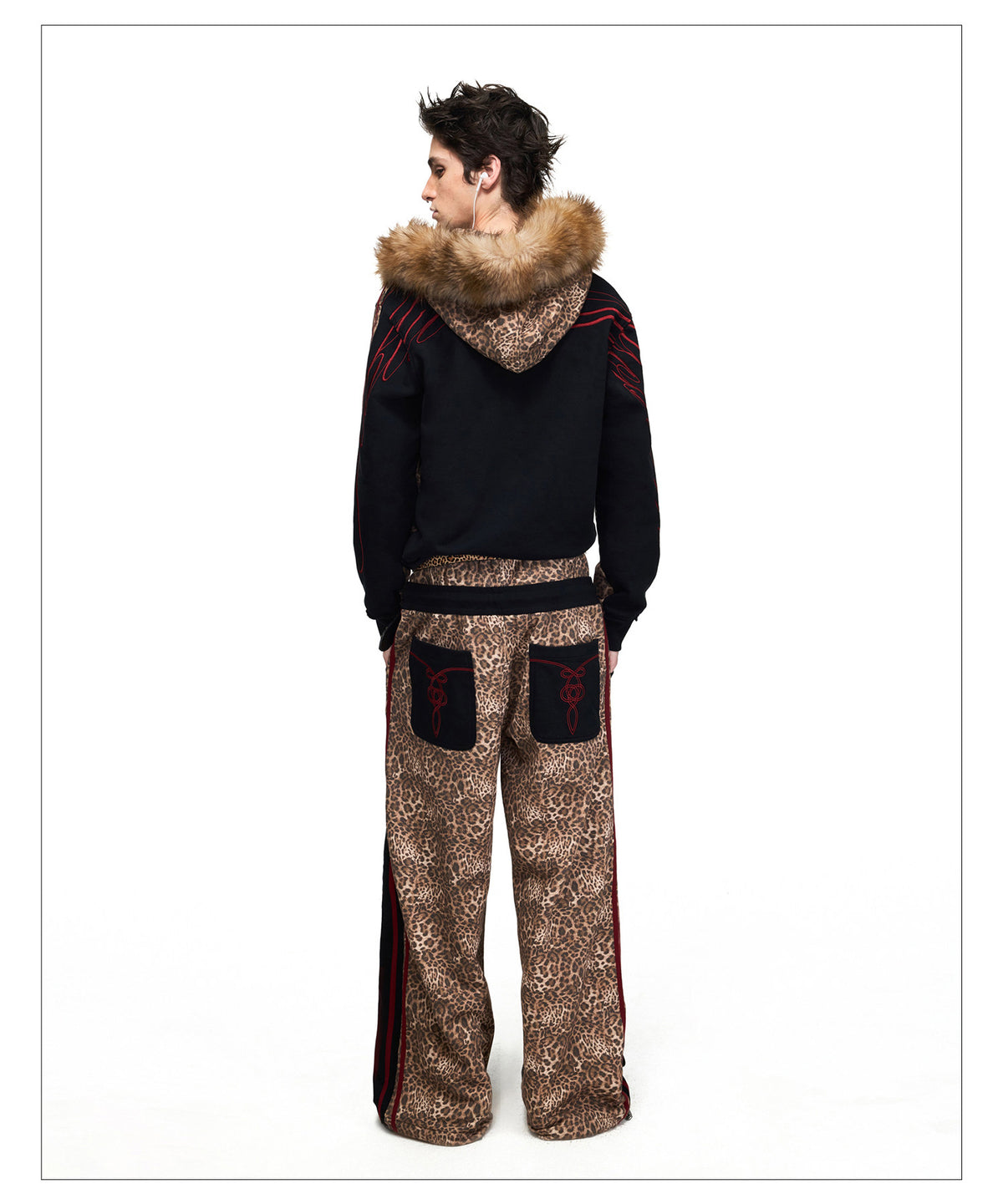 Leopard-Print Hooded Sweatshirt with Zipper