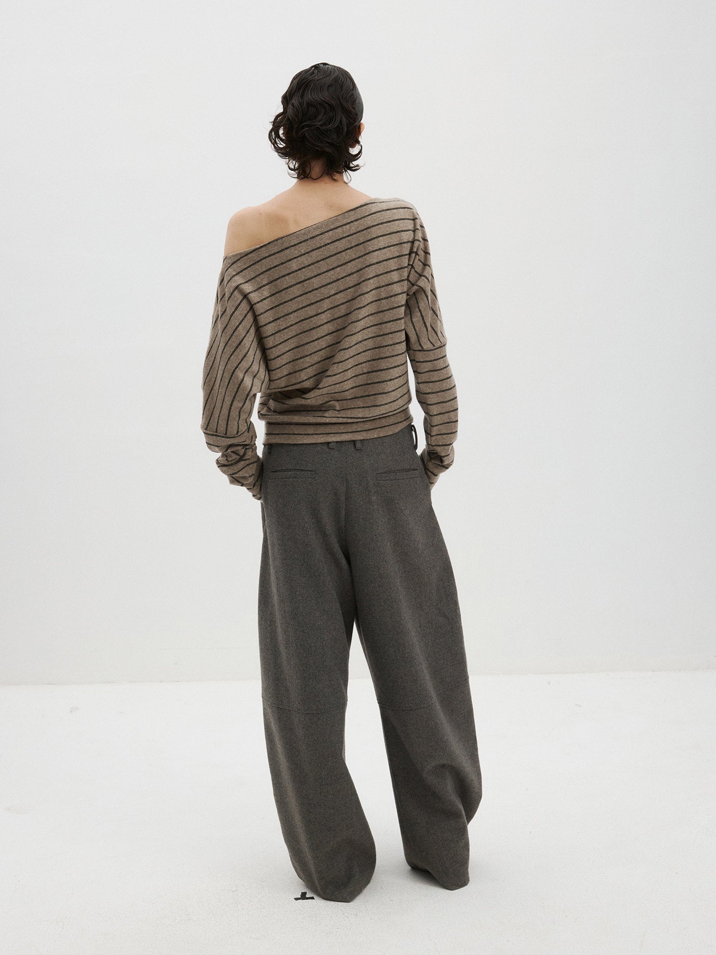 Striped Cross-Shoulder Knit