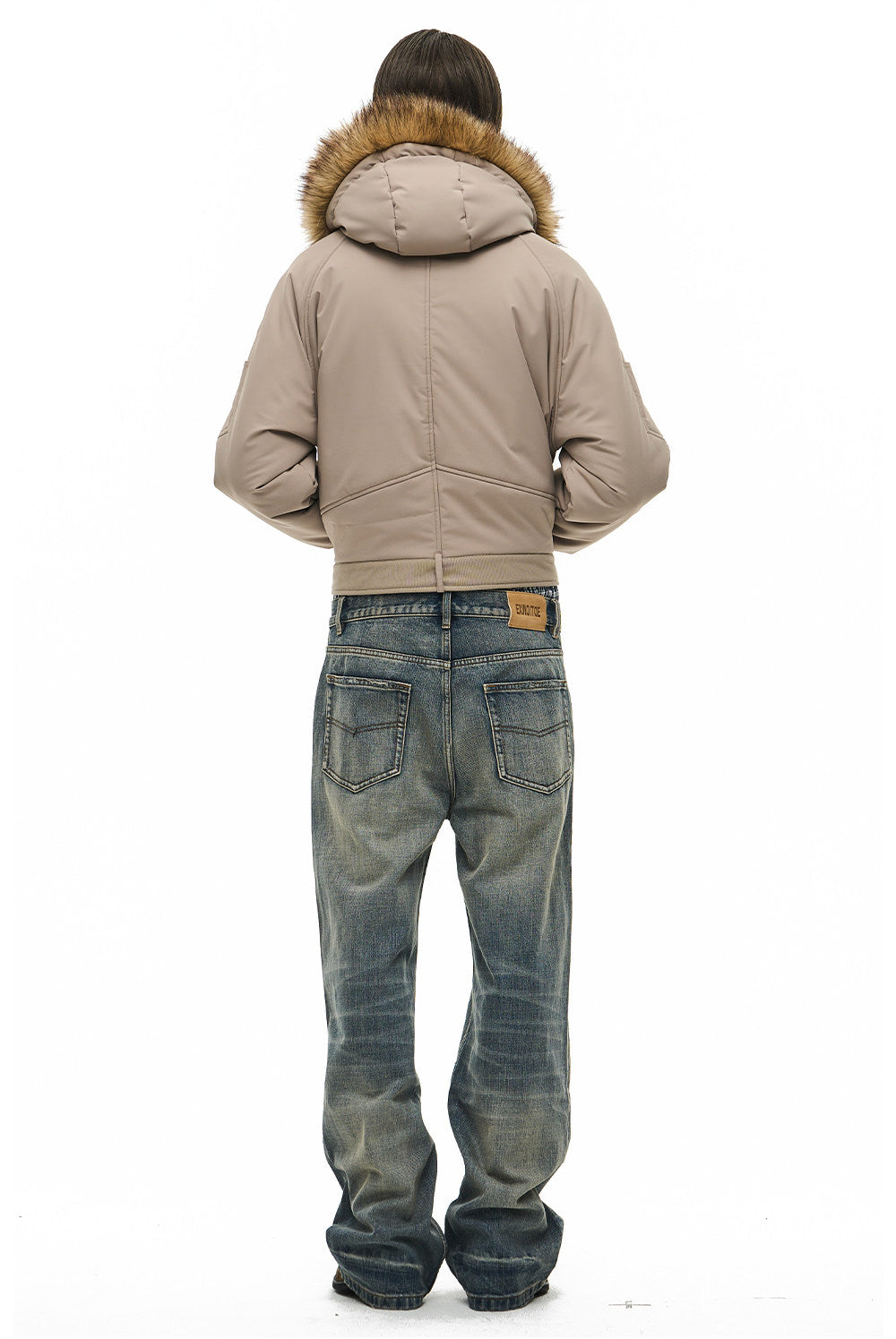 Cotton Jacket with Leopard-Print Lining and Pilot Hood