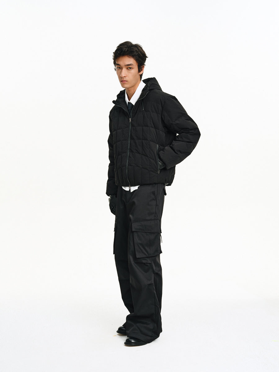 High-collar hooded down jacket