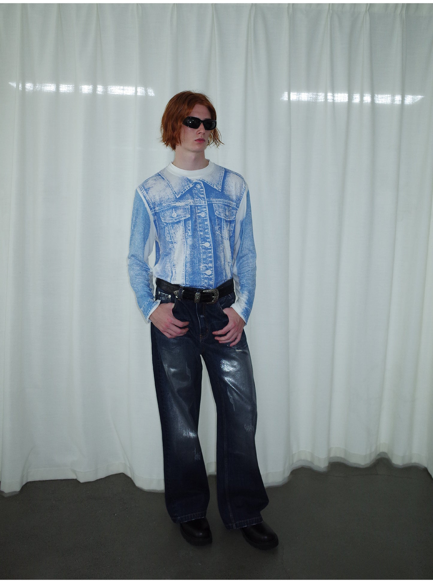 Denim Print Long Sleeve T-Shirt