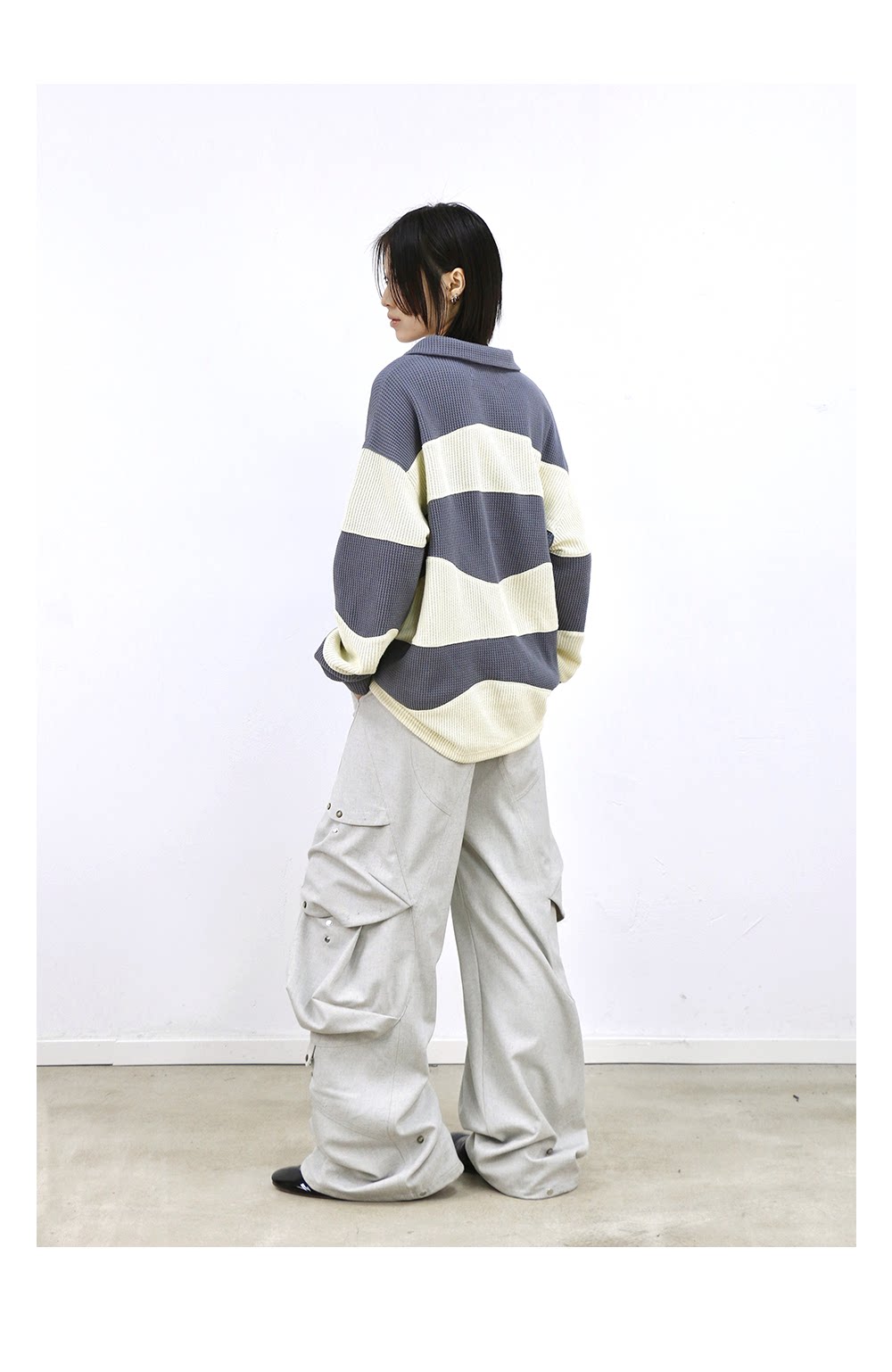 Contrast-Color Pullover Shirt