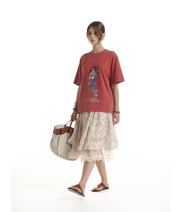 Mermaid print T-shirt