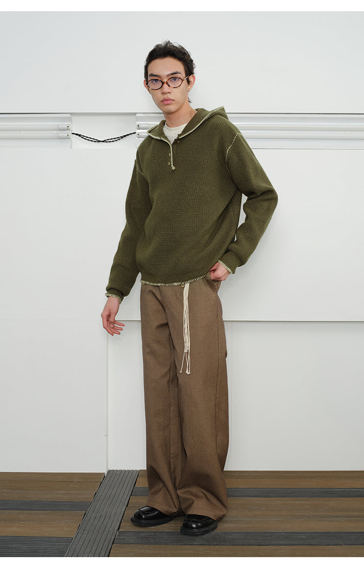 Contrast Color Hooded Sweater