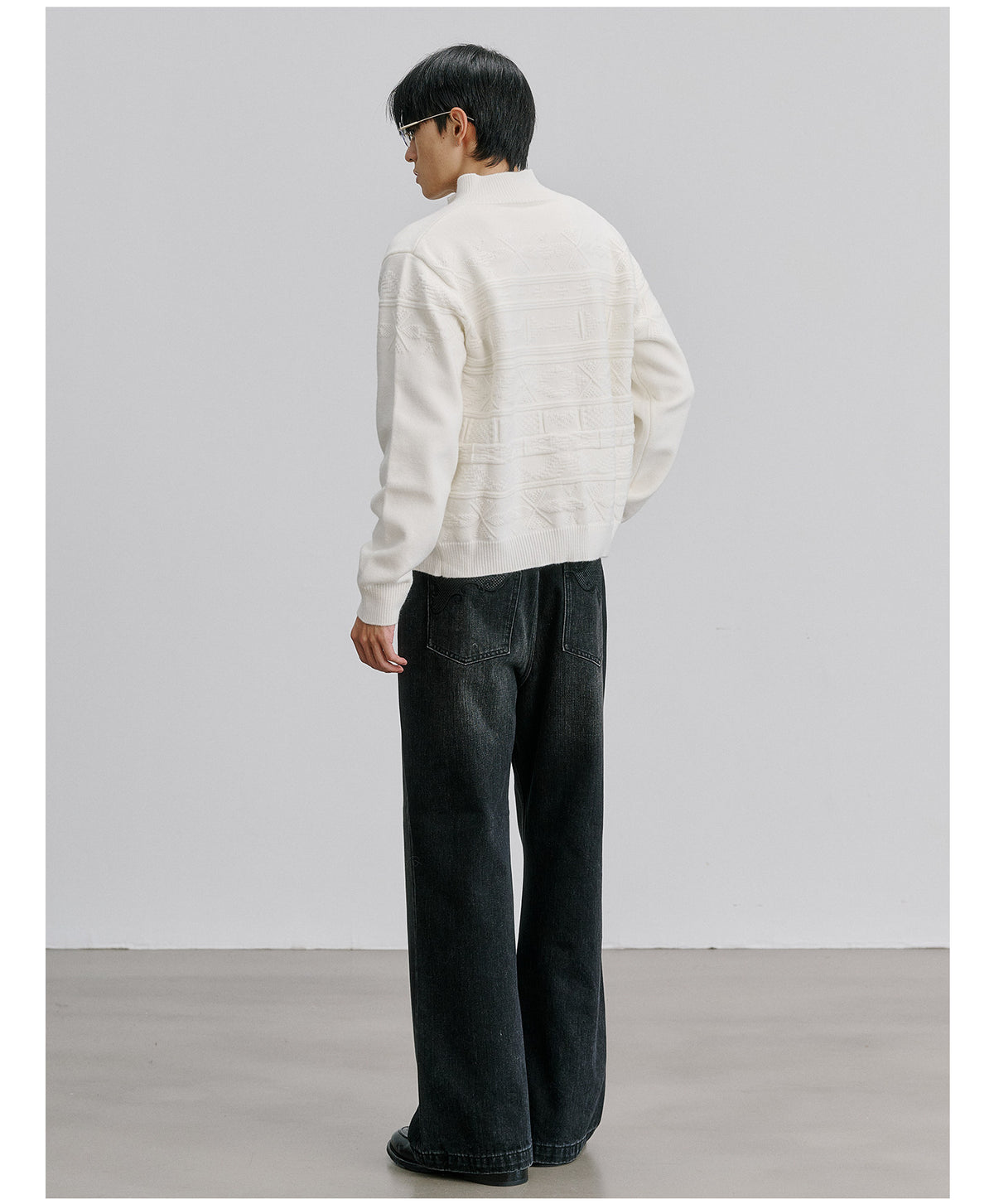 Twist-Design Stand-Collar Cardigan